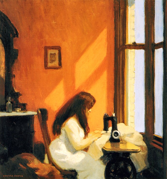 hopper - Girl at Sewing Machine. 1921. Oil on Canvas. 19 x 18 in. Museo Thyssen-Bornemisza, Madrid, Spain