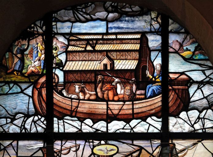 F0247_Paris_V_eglise_St-Etienne_vitrail_arche_de_Noe_detail_rwk