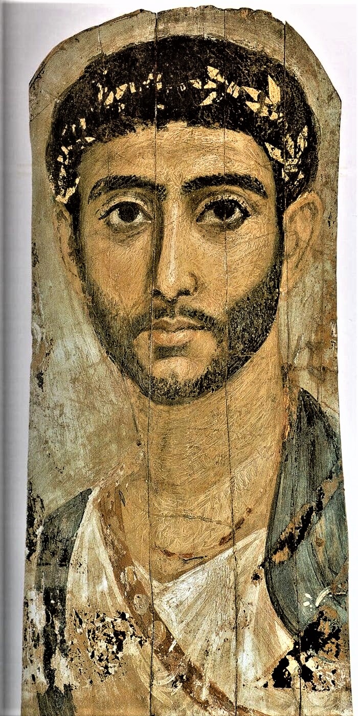 Portrait-du-Fayoum-dhomme-avec-une-couronne-dor-British-Museum.